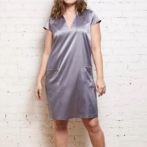Universal Standard Glossy Gray Alexandrina Satin Pocket Dress Medium